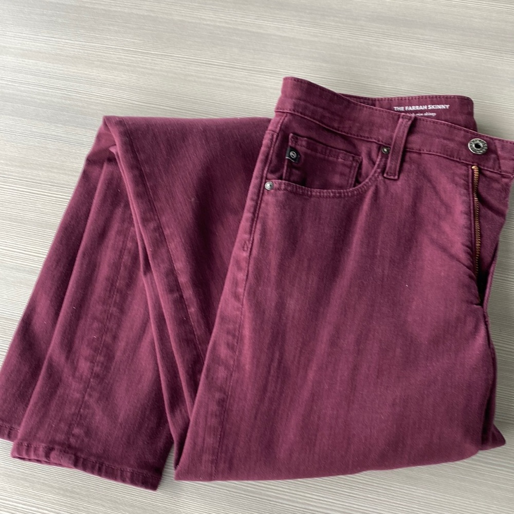 AG burgundy skinny jeans